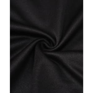 A close-up view of black sustainable poly/cotton fabric, showcasing its smooth texture and flexibility.