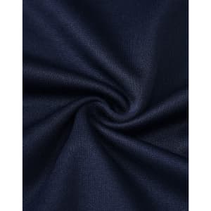 A close-up of dark navy fabric, showcasing a smooth polyester and cotton blend with a subtle texture.