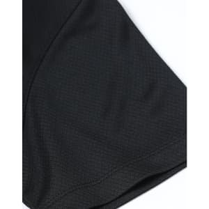 A close-up of a black jacquard knit fabric, featuring a textured pattern. The fabric has a smooth finish.