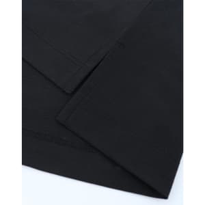 A close-up of a black men's polo shirt, featuring folded sleeves and a smooth fabric texture.