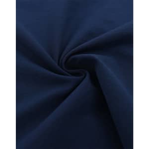 A close-up of navy fabric with a smooth texture, featuring a spiral pattern. The fabric appears high-quality and lightweight.