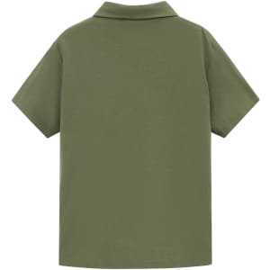 A green ladies' high performance polo shirt with a collar and short sleeves, featuring a logo on the back.
