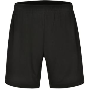 Adults' bamboo charcoal sports shorts in black with an elastic waistband and a logo on the side.