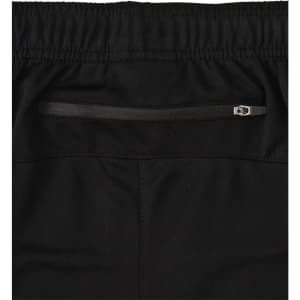 Black adults' bamboo charcoal sports shorts featuring an elastic waistband and a rear zip pocket.