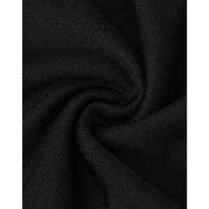 A close-up of black fabric, showcasing its texture and weave, suitable for sports shorts. Features a logo.