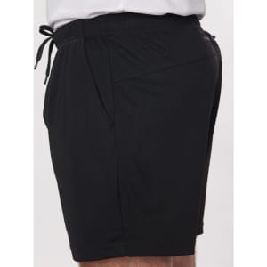 Adults' bamboo charcoal sports shorts in black, featuring a drawstring waist and side pockets. Includes branding.