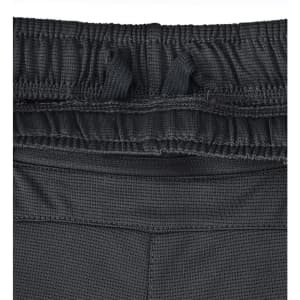 A pair of black bamboo charcoal sports shorts featuring a textured waistband with drawstring loops.