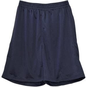 Adults' basketball shorts in navy blue with an elastic waistband and breathable fabric. Features a logo branding.
