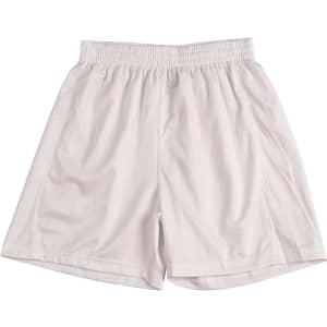 Light grey sports shorts with an elastic waistband, featuring a simple design and pinstripe pattern.