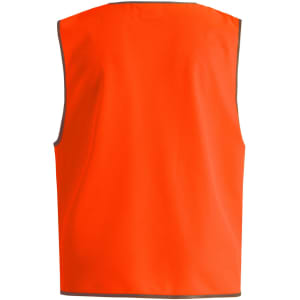 An orange Hi-Vis safety vest with reflective trimming, featuring no front design or logos.