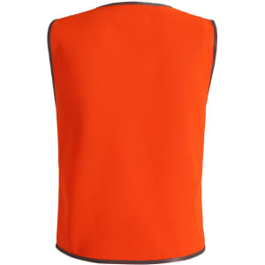 An orange safety vest with grey trim, featuring a simple design and no visible logos.