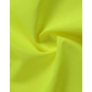 A close-up of bright yellow fabric, showcasing a textured, high-visibility material ideal for safety wear.