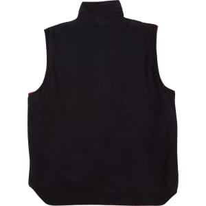 A reversible black safety vest with an orange interior, featuring 3M reflective tape and a logo.