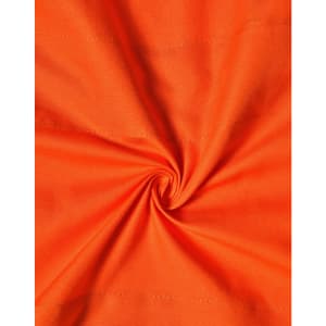 An orange fabric with visible stitching, showcasing a swirling pattern. The material appears heavy-duty and suitable for workwear.