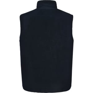 A black safety vest with a high collar, featuring no visible fastenings or pockets on the back.