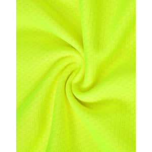 A close-up of bright fluorescent yellow fabric with a textured pattern, suitable for work polo shirts.