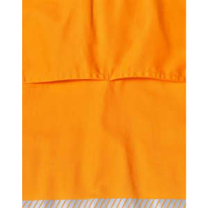 An orange long-sleeve safety shirt featuring segmented reflective tape and a logo.