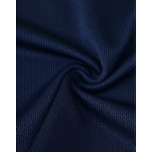 A close-up of navy blue Cooldry fabric with a textured finish, featuring a slight sheen and breathable design.