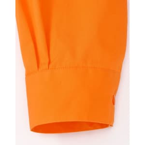 An orange long-sleeved shirt cuff with a button detail, designed for workwear. It features perforated tape.