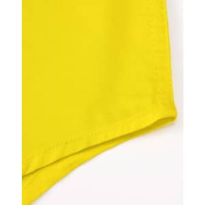 A close-up of a bright yellow fabric section from a long-sleeve work shirt, featuring a smooth finish and stitching details.