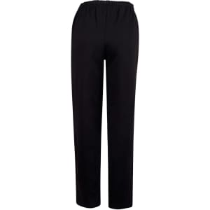 Black fleecy track pants with an elasticated waistband, featuring a simple and comfortable design.