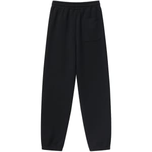 Unisex airlayered CVC sweatpants in black with an elastic waistband and a side pocket.