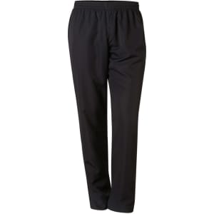 Track pants in black, featuring an elastic waistband and a simple design. Includes a logo on the fabric.
