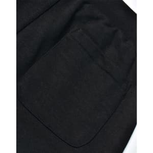 A close-up view of a black poly/cotton terry sweat pant, highlighting a back pocket detail.
