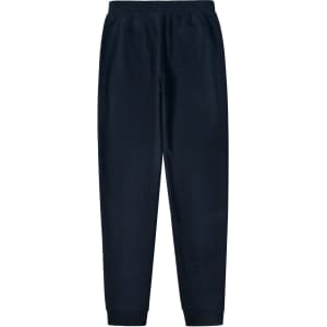 A pair of navy poly/cotton terry sweat pants with an elastic waistband and a back pocket.