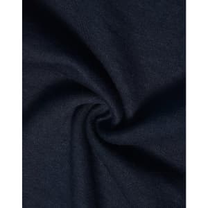 A close-up of dark navy fabric with a smooth, soft texture, showcasing a poly/cotton blend.