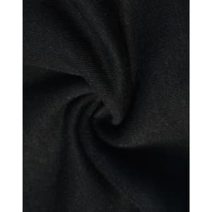 A close-up of black poly/cotton fabric, featuring a soft and smooth texture suitable for sweat pants.