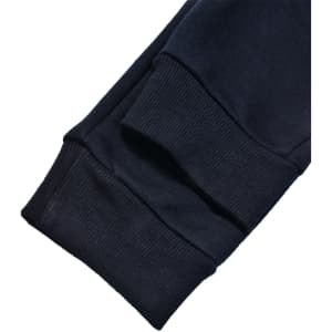 Navy blue kids' poly/cotton terry sweat pants featuring ribbed cuffs and a simple, classic design.
