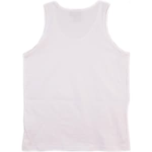 A plain white men's cotton singlet with a crew neck design and no visible branding.