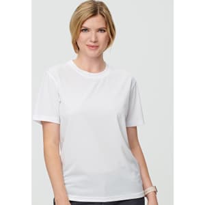 A short sleeve white tee featuring a classic design and a logo on the chest. Ideal for casual wear.