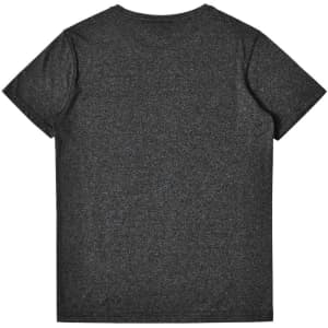 A dark heather grey short-sleeve t-shirt for men with a plain back design and a logo.