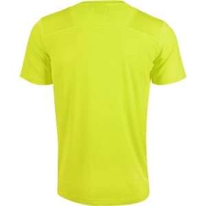 A bright yellow men's Cooldry stretch tee with a smooth back design and a subtle logo.