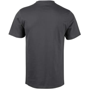 A grey men's cotton semi-fitted tee with short sleeves and a plain back, featuring a logo at the neck.
