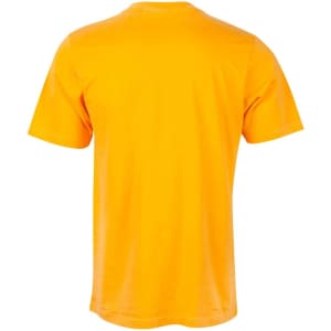 A bright orange men's cotton semi-fitted tee, featuring a classic short sleeve design and a plain back.