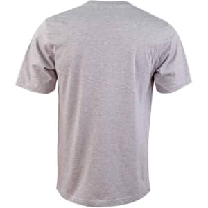 Men's cotton semi-fitted tee in grey, featuring short sleeves and a plain back. Includes a logo.