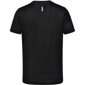 A black men's ultra-lightweight performance short-sleeve tee, featuring a back design with a small cutout.