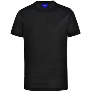 Men's ultra lightweight performance short-sleeve tee in black, featuring a logo on the tag.