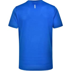 A blue men's ultra lightweight performance short sleeve tee with a simple design and a logo on the back.