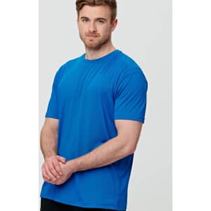 A blue men's ultra light weight performance short sleeve tee, featuring a logo on the sleeve.
