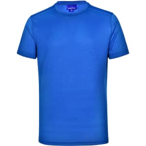 A blue ultra-lightweight men's performance short-sleeve t-shirt with a logo.