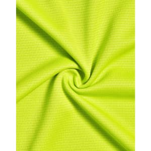 A lightweight performance fabric in vibrant lime green, featuring a textured pattern. Ideal for t-shirt manufacturing.