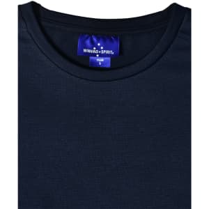 A navy blue men's ultra-lightweight performance short-sleeve tee featuring a logo on the neckline.