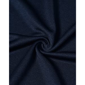 A close-up of navy fabric featuring a textured weave, suitable for lightweight performance t-shirts.