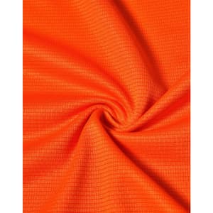 An orange fabric featuring a textured pattern, suitable for lightweight performance t-shirts.