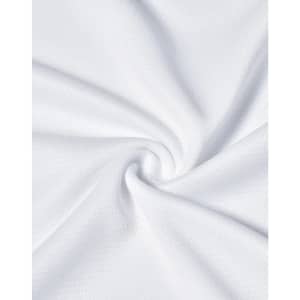 A close-up of a white, ultra-lightweight performance fabric showing a textured weave. The material is soft and flexible.