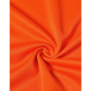 An orange textured fabric featuring a subtle check pattern, ideal for lightweight performance wear.